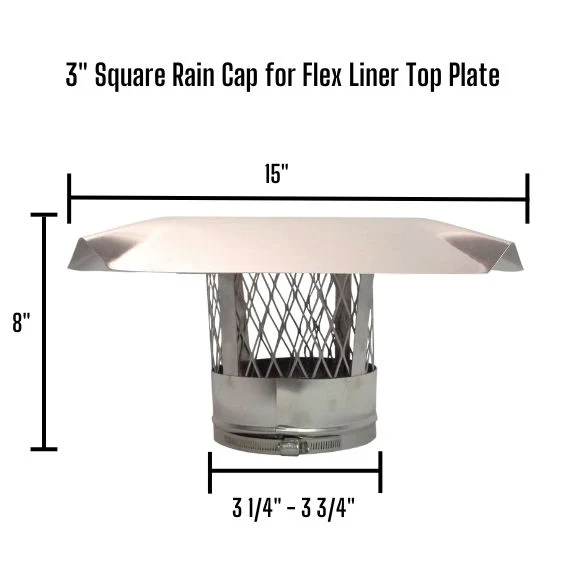 Square Chimney Rain Cap, Top Plate Mount - Image 3